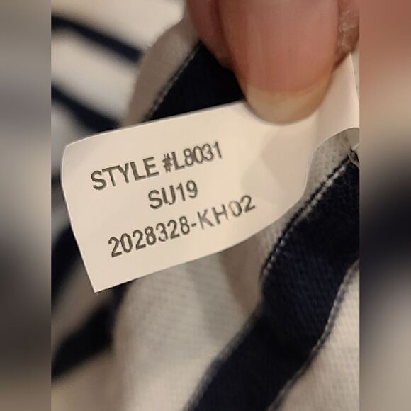 J. Crew Sequin Pineapple Tee, Navy & White Striped, Summer, Spring | XL - Picture 8 of 10